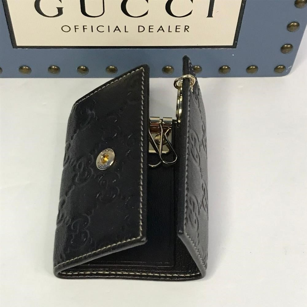 💯 Original GUCCIImprime Monogram GG Pierce 6 Key Case Black