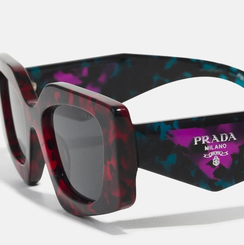 New - 💯 Original PRADAAcetate Symbole Sunglasses SPR 15Y Scarlet Tortoise