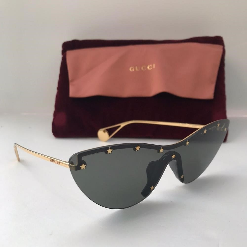 New - 💯 Original GG0666S 001 99Gucci 99 mm Gold Sunglasses