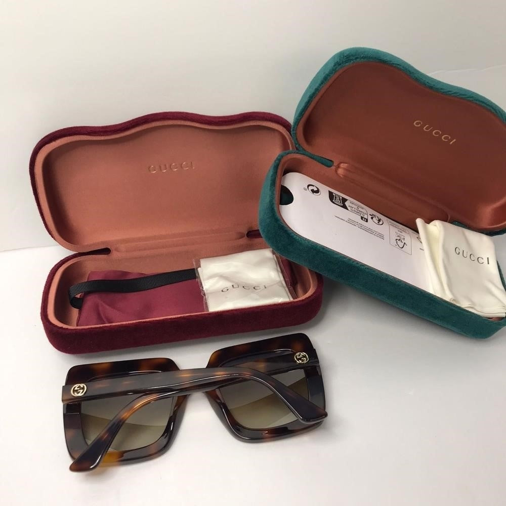 💯 Original Gucci Brown Gradient Rectangular Ladies Sunglasses GG0328S 002