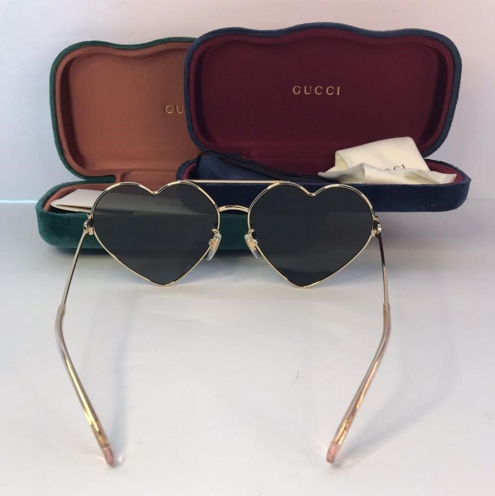 New Auth - Ship Same day Gucci Grey Irregular Ladies Sunglasses GG1283S 001 62.