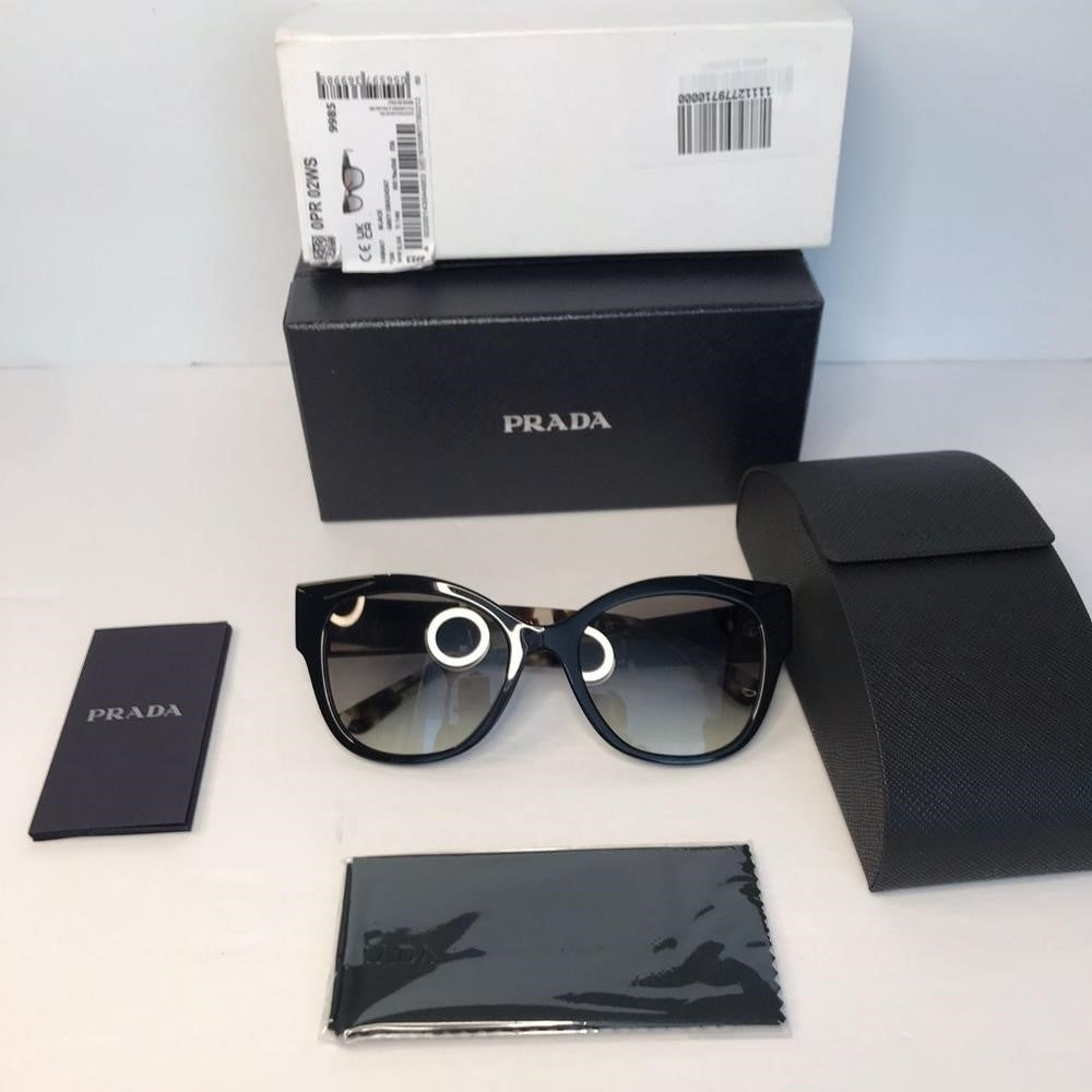 Authentic New Prada sunglasses model PR02WS, black frame variant, color code 1AB