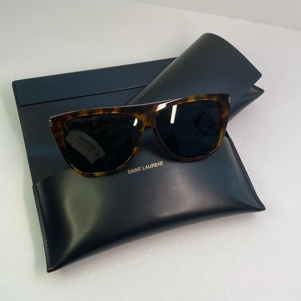 💯- New Authentic SAINT LAURENT  Acetate Flat Top SL1 015 Sunglasses Tortoise