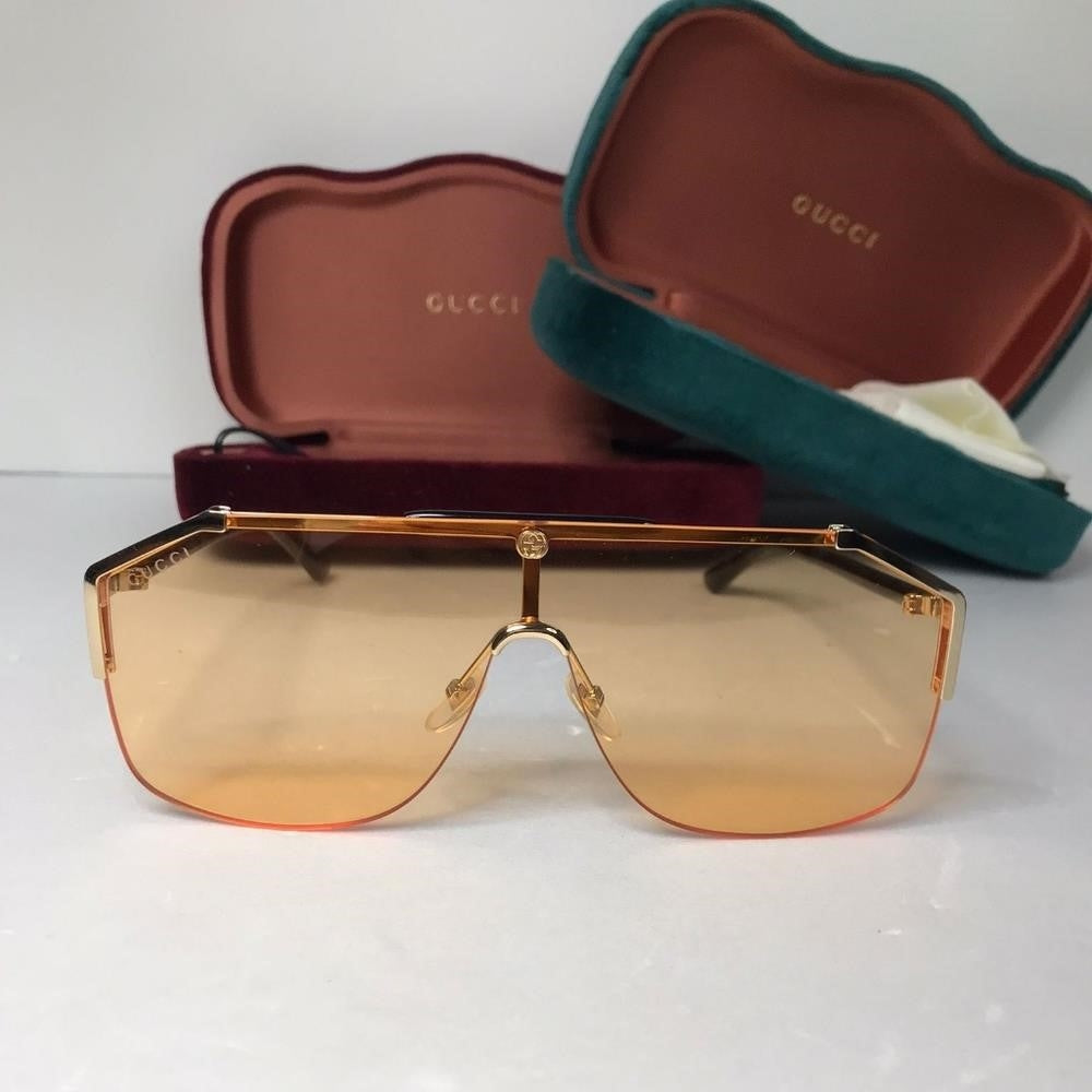 New - 💯Original Gucci Yellow Shield Men's Sunglasses GG0291S 003