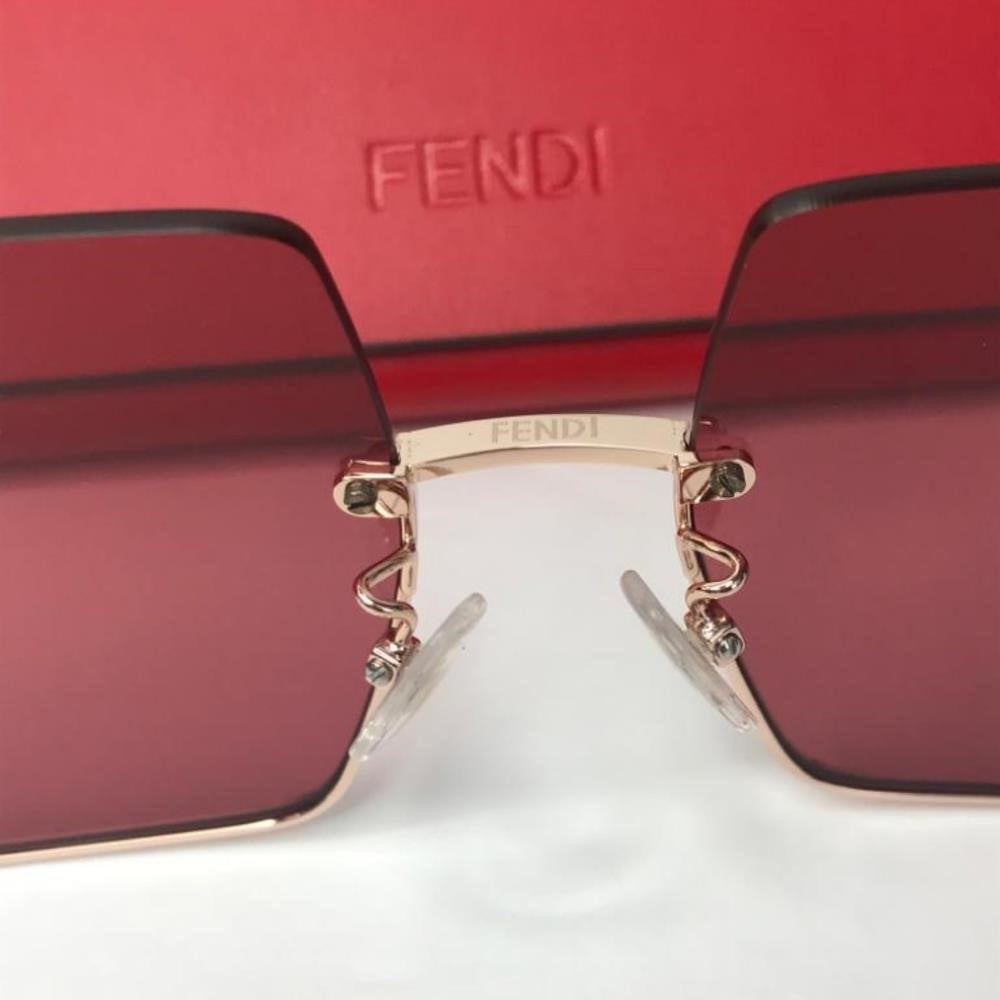 Original New Fendi Burgundy Square Ladies Sunglasses FF 0401/S 0DDB/48.