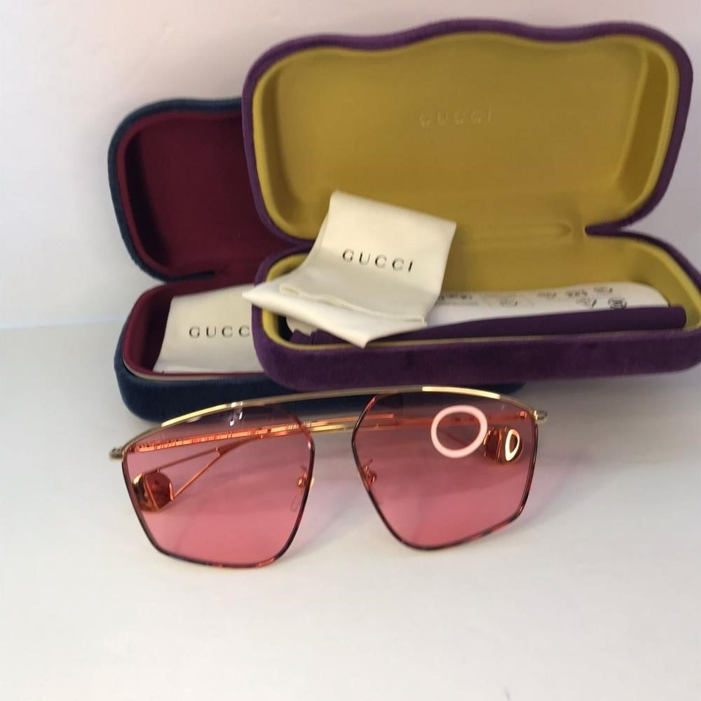 💯 Original Gucci Pink Acetate GG0437SA Geometric Sunglasses