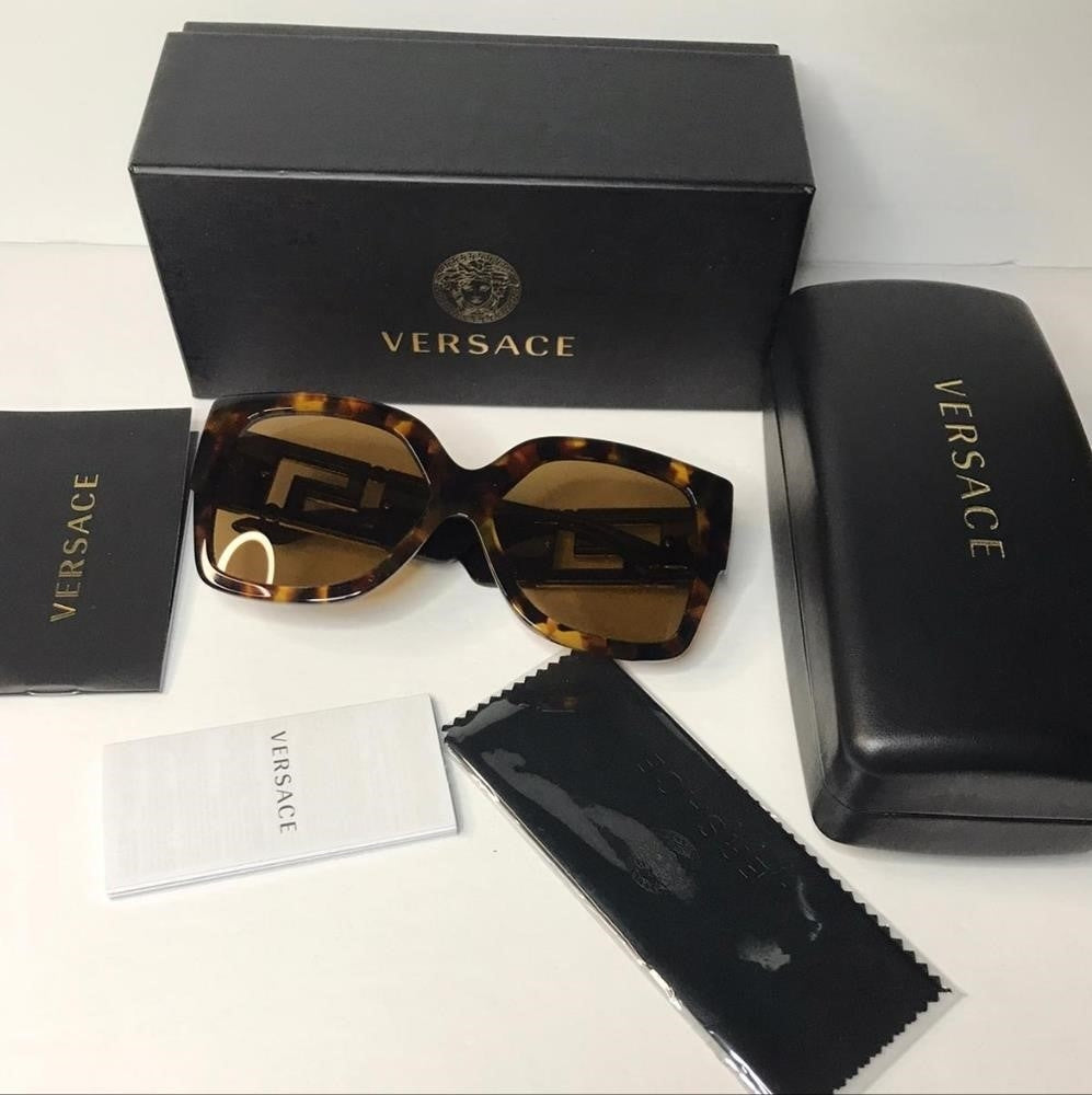 Authentic New Versace Sunglasses Women's 4402 5119/73 Havana-Gold/Bronze 59mm