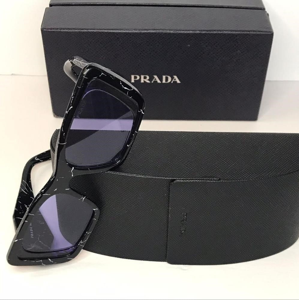 Prada PR-08YSF 03V01O Sunglasses Women's Black Dark Grey Butterfly Shape 51mm