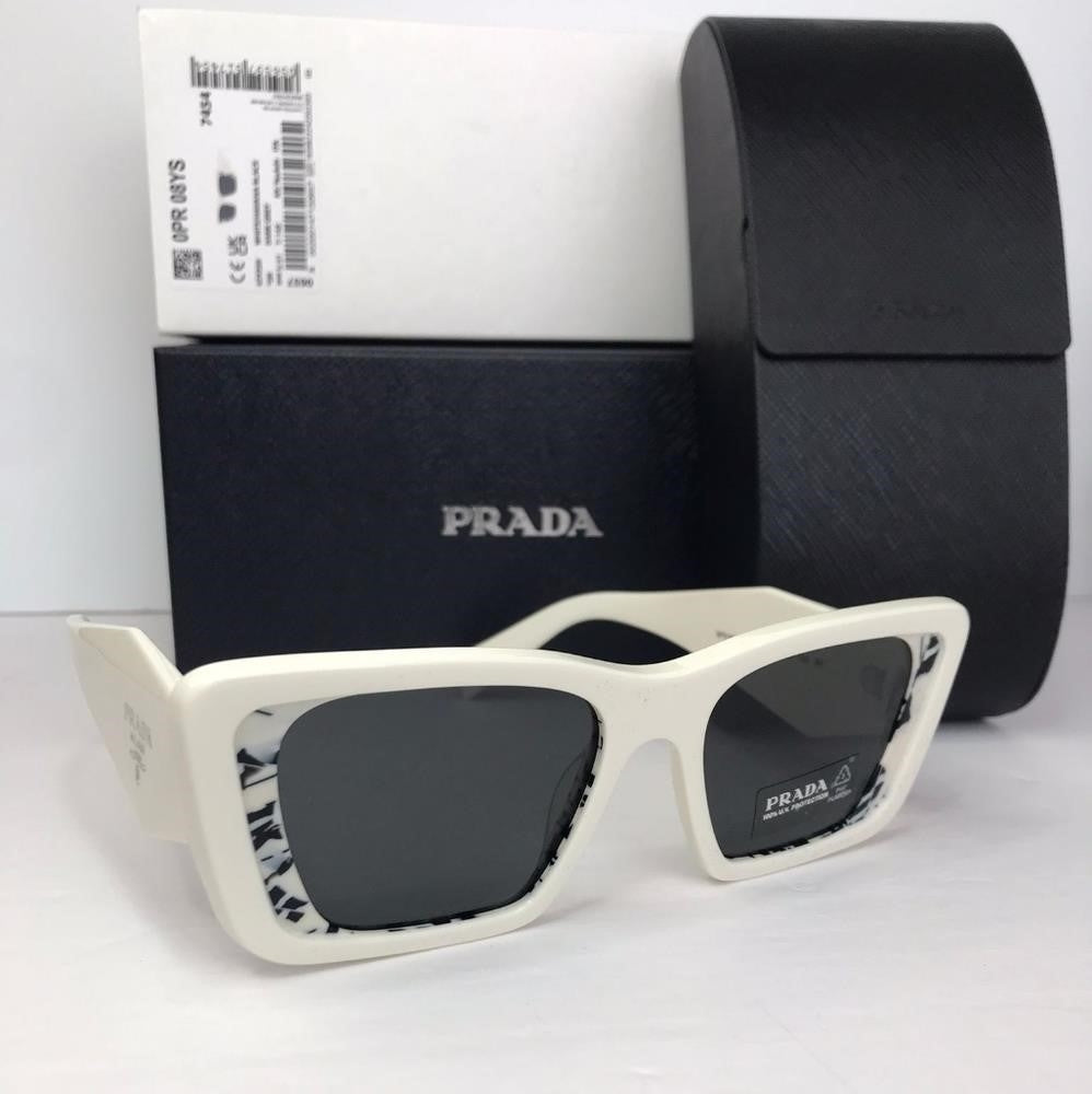 Authentic New PRADA PR 08YS white havana black Sunglasses