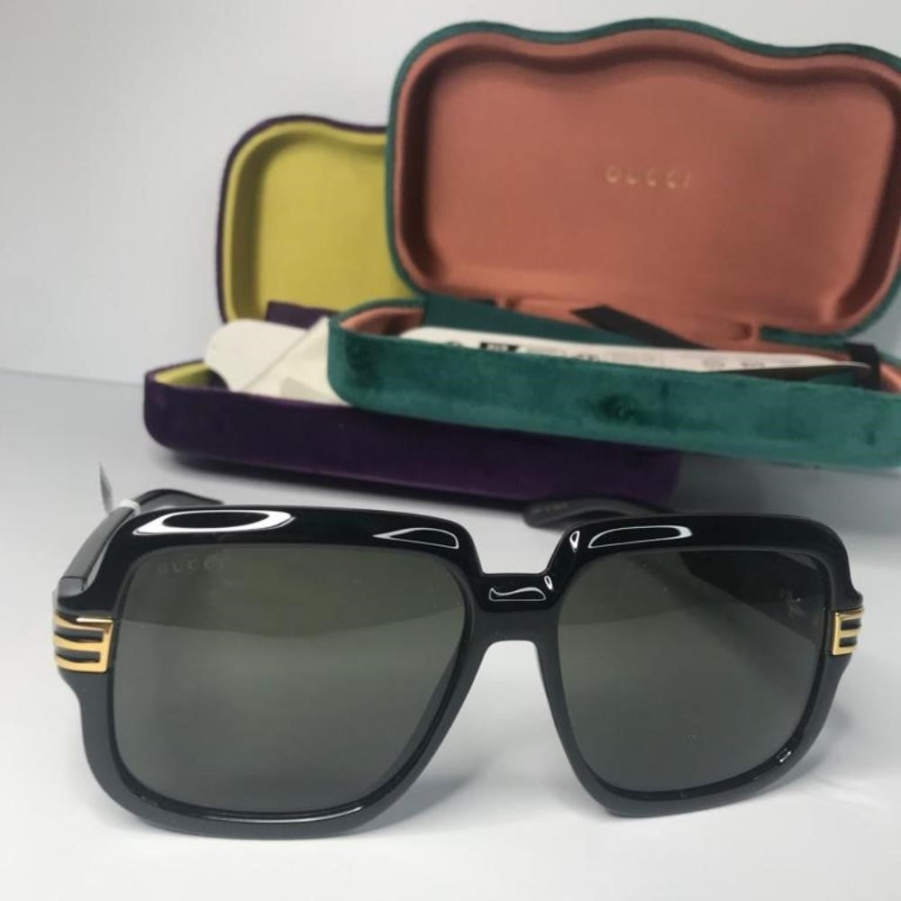 💯 Original  GUCCI GG0979S 001 Oversized Square Acetate Sunglasses - Black