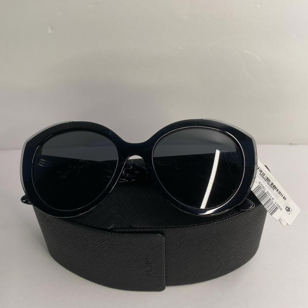 PRADA SPR 01Y 09V-5S0 round sunglass black marble  top black transparent