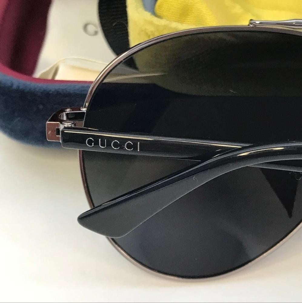 New 💯 Original Gucci Blue Pilot Unisex Sunglasses GG0043SA 001 61.