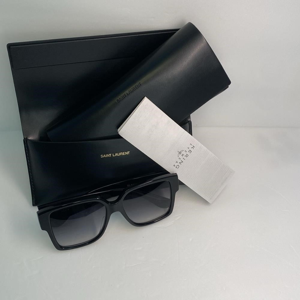 New Authentic SAINT LAURENT  Square SL M9 Black Sunglasses