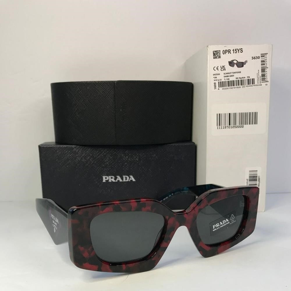 💯 Original PRADAAcetate Symbole Sunglasses SPR 15Y Scarlet Tortoise