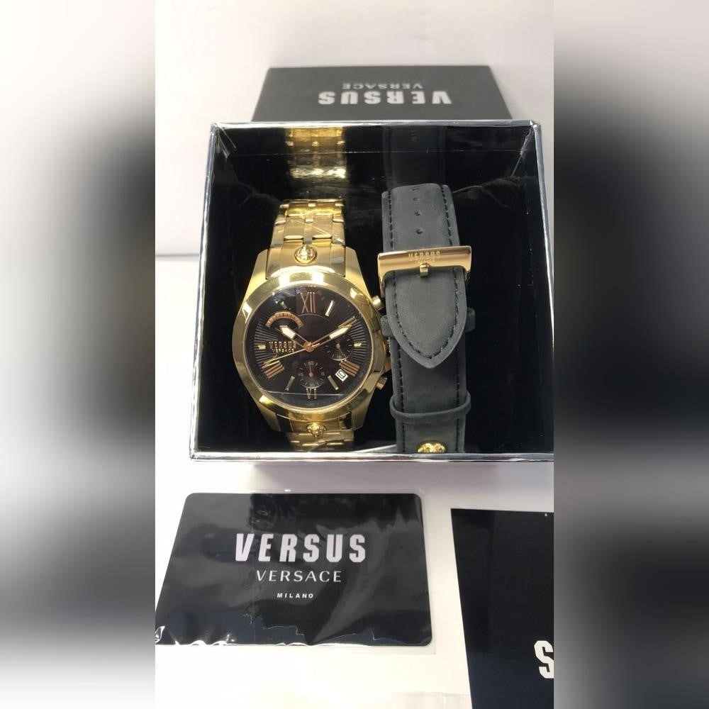 VERSUS Versace ChronographBracelet & Leather Strap Watch,