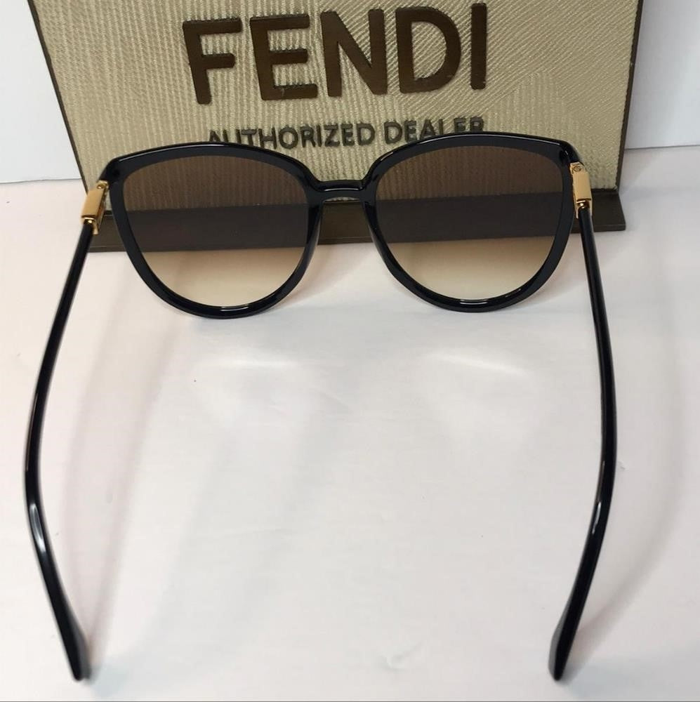 Original -New FENDIAccetate Cat Eye Sunglasses FF 0432/G/S Black Gold