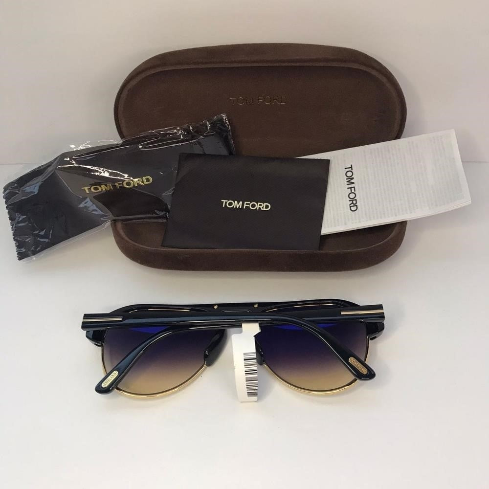 New - TOM FORD MARSHALL FT0929 01B Sunglasses Black Gold Frame Gray Gradient L…