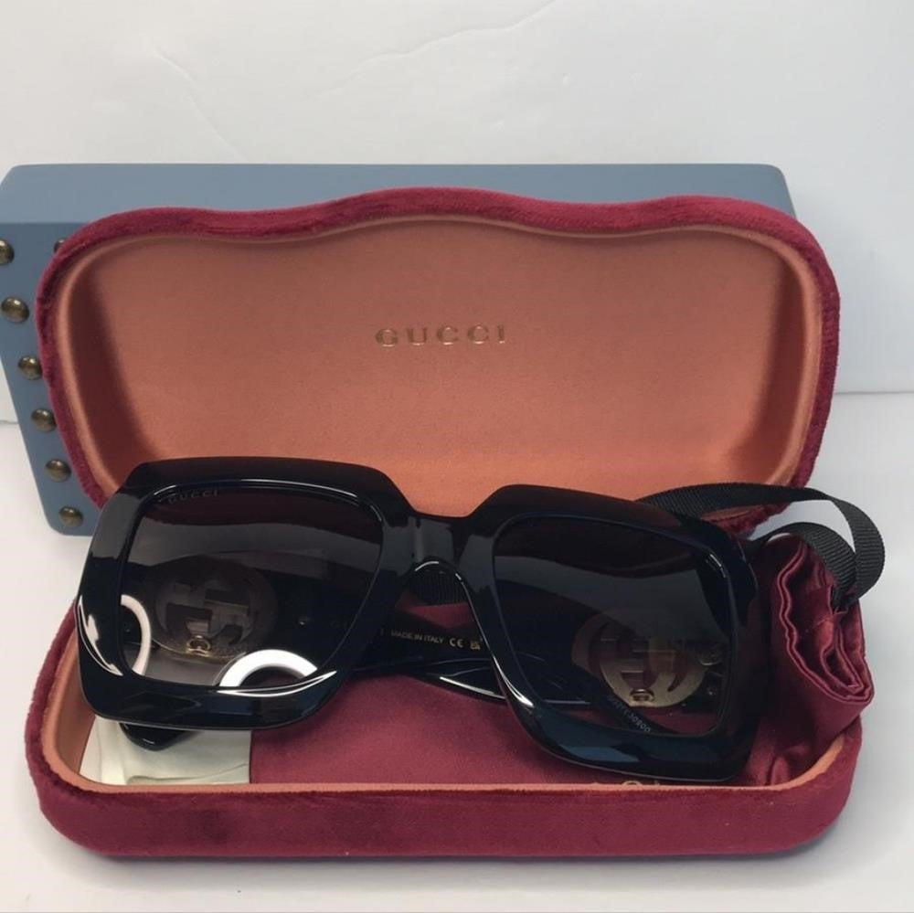 💯- Authentic New GUCCIGG1022S 001 Black /Gold Sunglasses