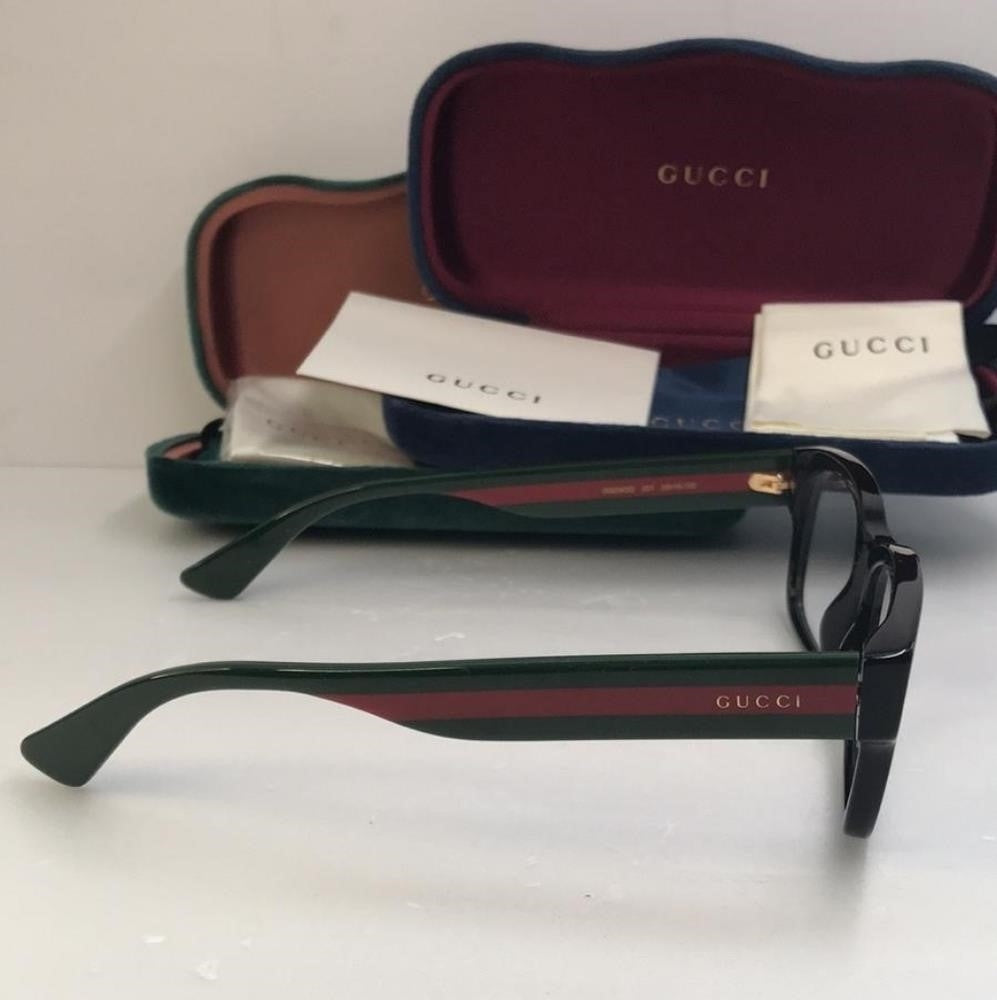 Gucci Eyeglasses Urban GG0343O GG/0343O 007 Black/Green/Red Optical Frame