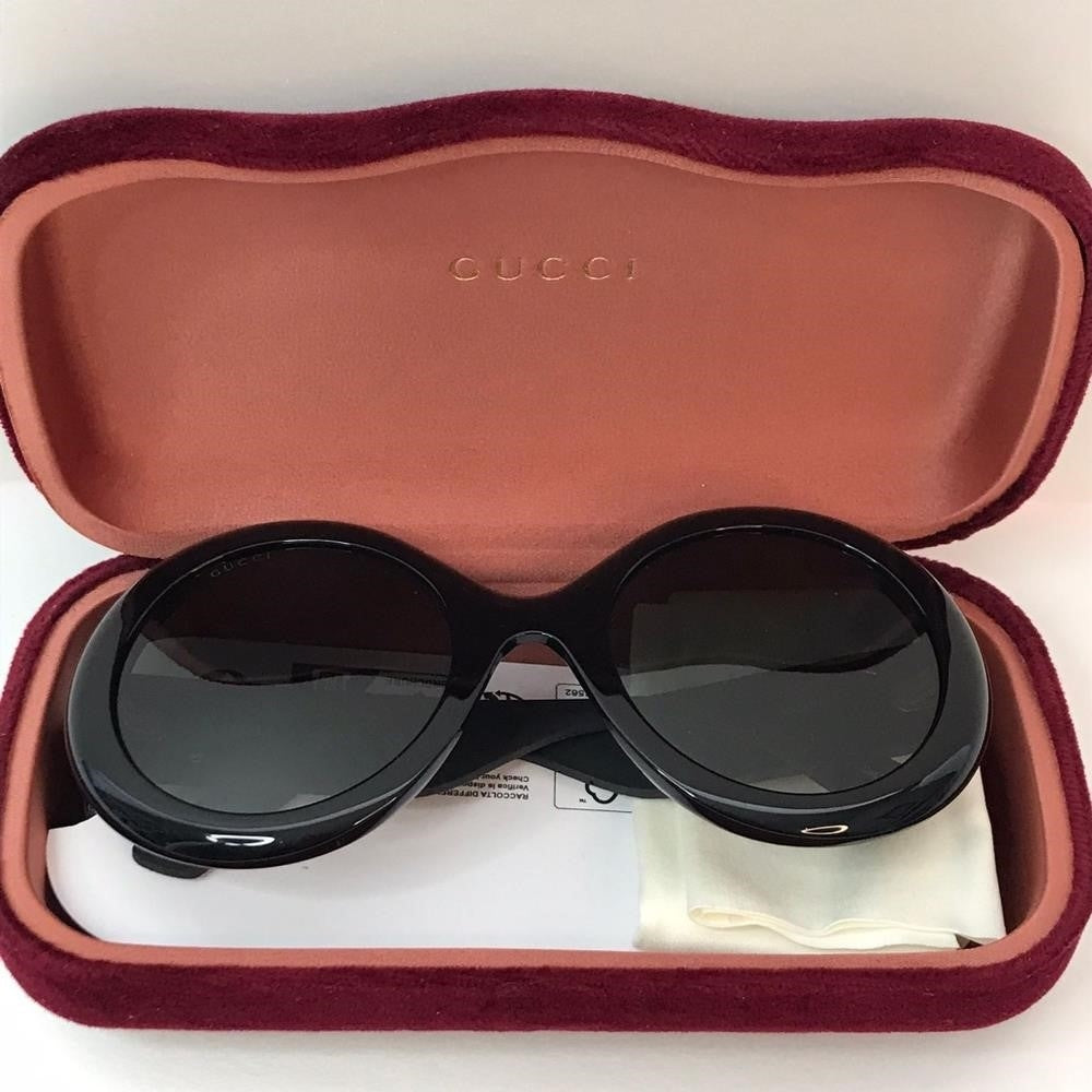 💯 Original  Gucci GG0101S 001 Grey Gradient Round Sunglasses.