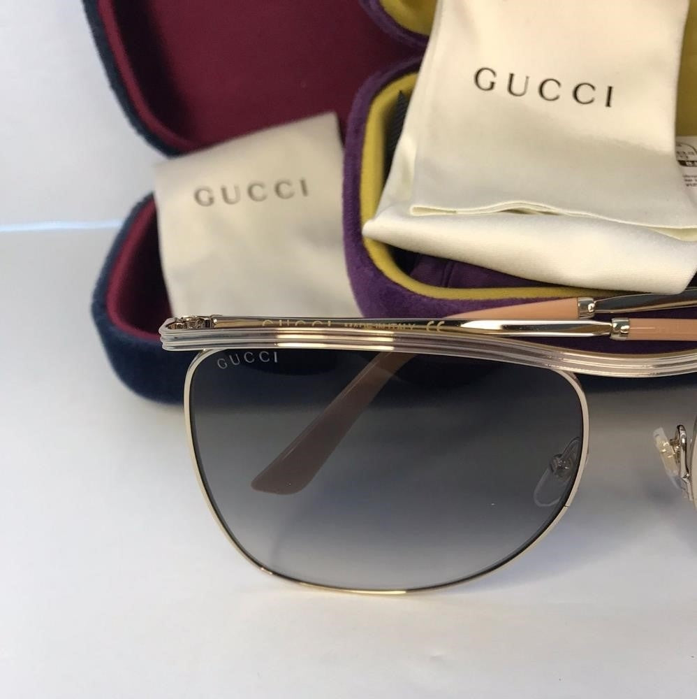 New  - 💯 Original GucciGucci Black/Gold Gradient GG0820S Square Sunglasses