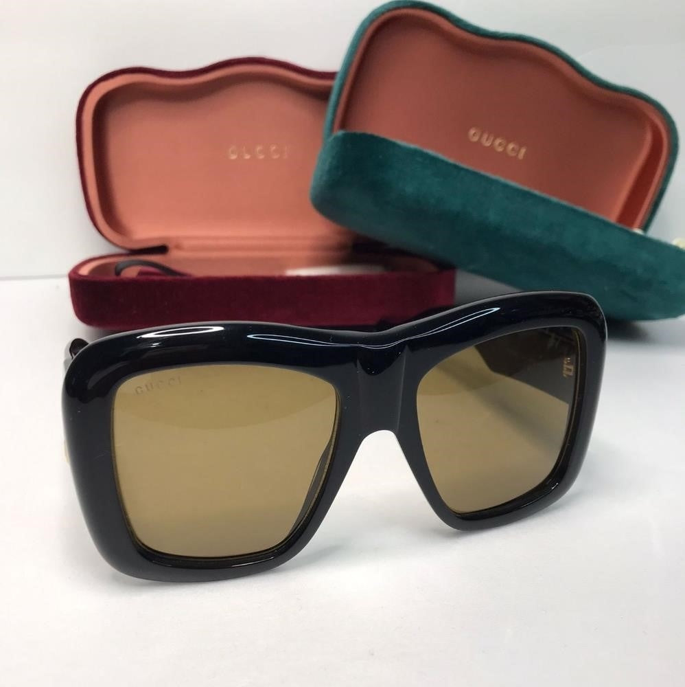 💯 Original  GUCCIAcetate Square Frame Sunglasses GG0498S Black