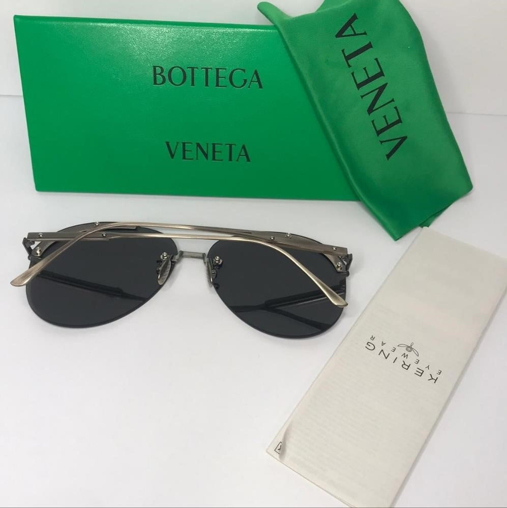 New - 💯original Bottega Veneta Blue Pilot Unisex Sunglasses BV0242S 003 63.