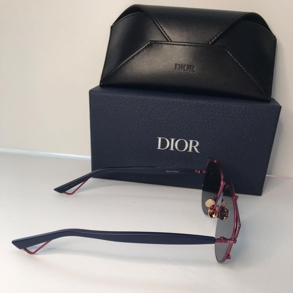 New - 💯 original DiorTechnologic Mirrored Metal Sunglasses, Matte Red/Blue