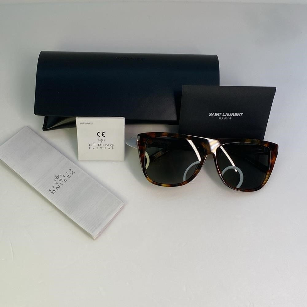 New Authentic SAINT LAURENT  Acetate Flat Top SL1 015 Sunglasses Tortoise