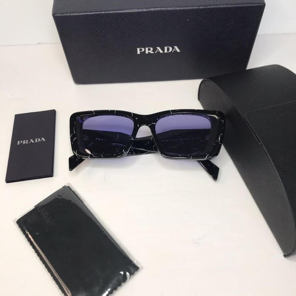 Prada PR-08YSF 03V01O Sunglasses Women's Black Dark Grey Butterfly Shape 51mm