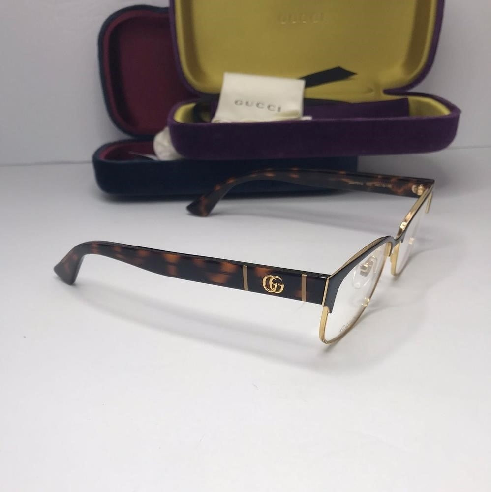 💯 orig Gucci GG0751O Women's Black Havana Frame Demo Lens Square Eyeglasses