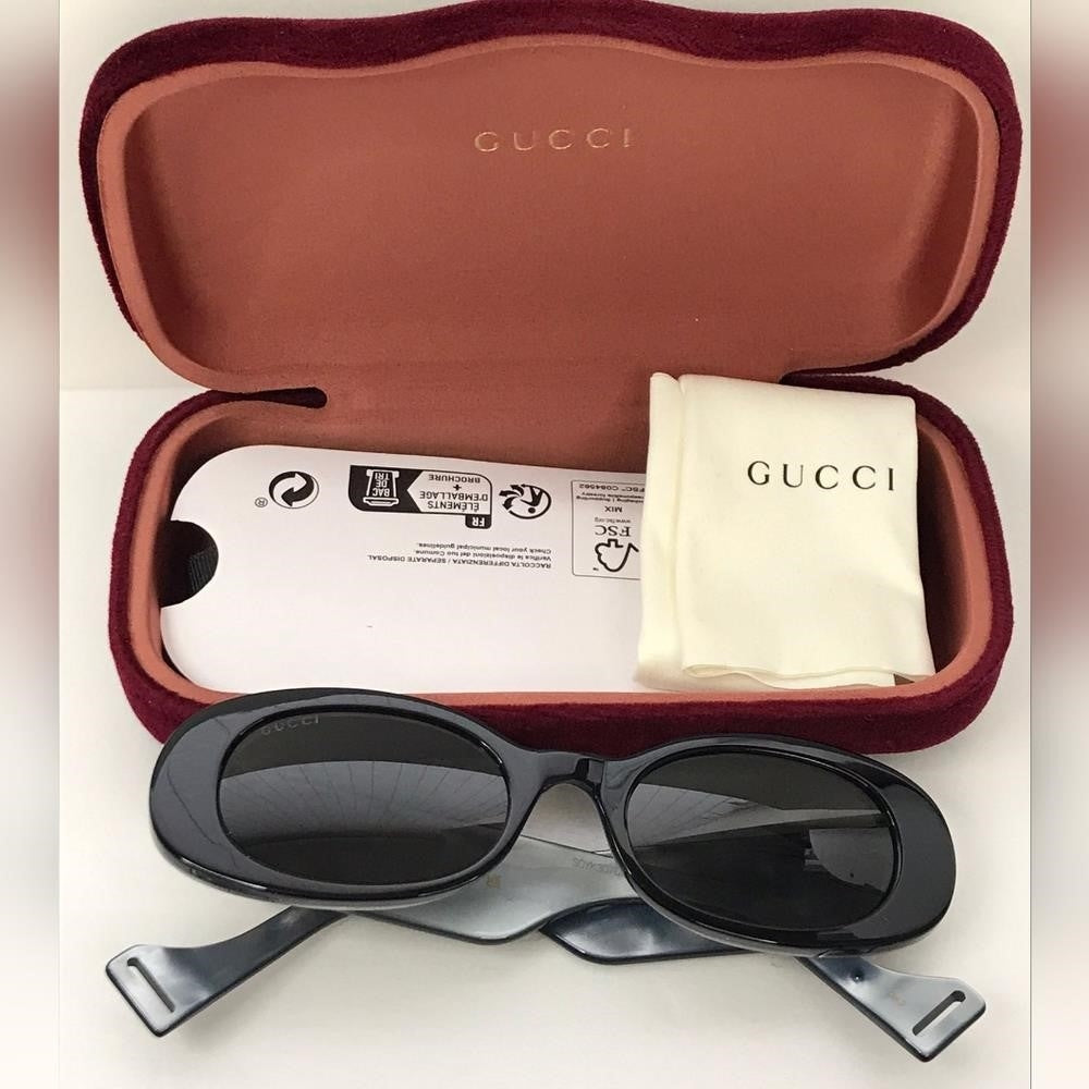 New - 💯 Original Gucci Grey Oval Ladies Sunglasses GG0517S 001