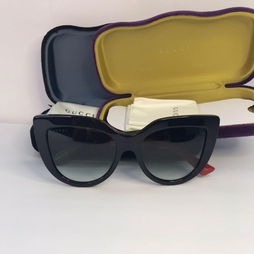 Gucci Sunglasses GG0164SN 003 Black with Red and Green Green Gradient