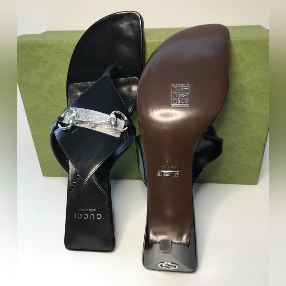 New 💯 Original GUCCIMariame Leather Bit Thong Sandals