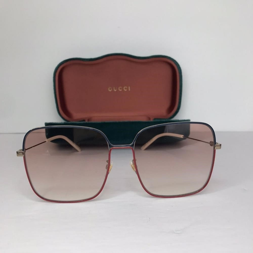 NEW - 💯 Original Gucci Orange Gradient Square Ladies Sunglasses GG0443S 005 60