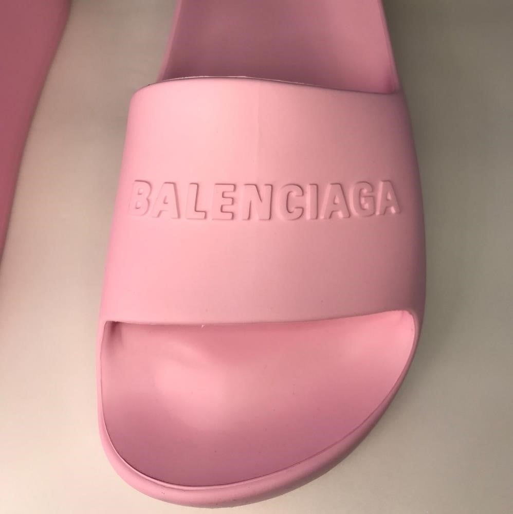 New Original Balenciaga pink Logo Platform Slide Sandal