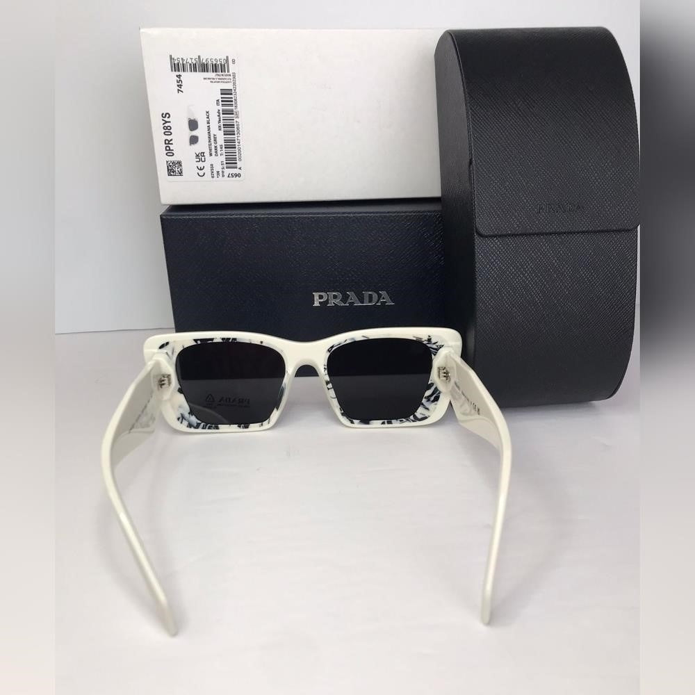 Authentic New PRADA PR 08YS white havana black Sunglasses