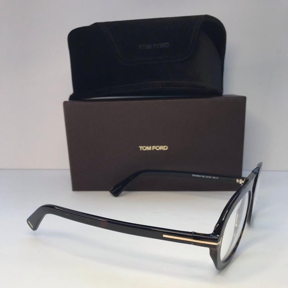 New 💯 Tom Ford FT5756-B Eyeglasses Dark Havana / Clear / Blue Block Lens Men's