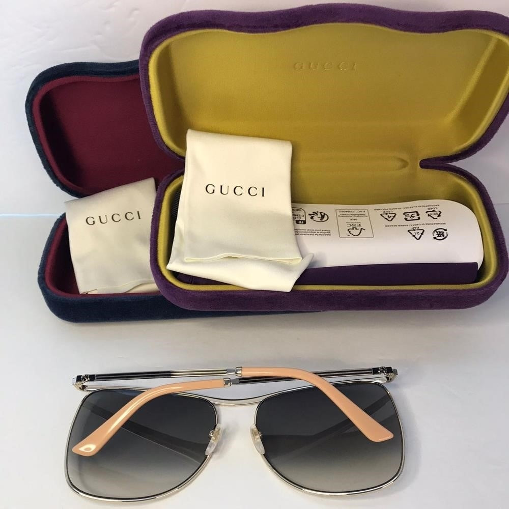 New  - 💯 Original GucciGucci Black/Gold Gradient GG0820S Square Sunglasses