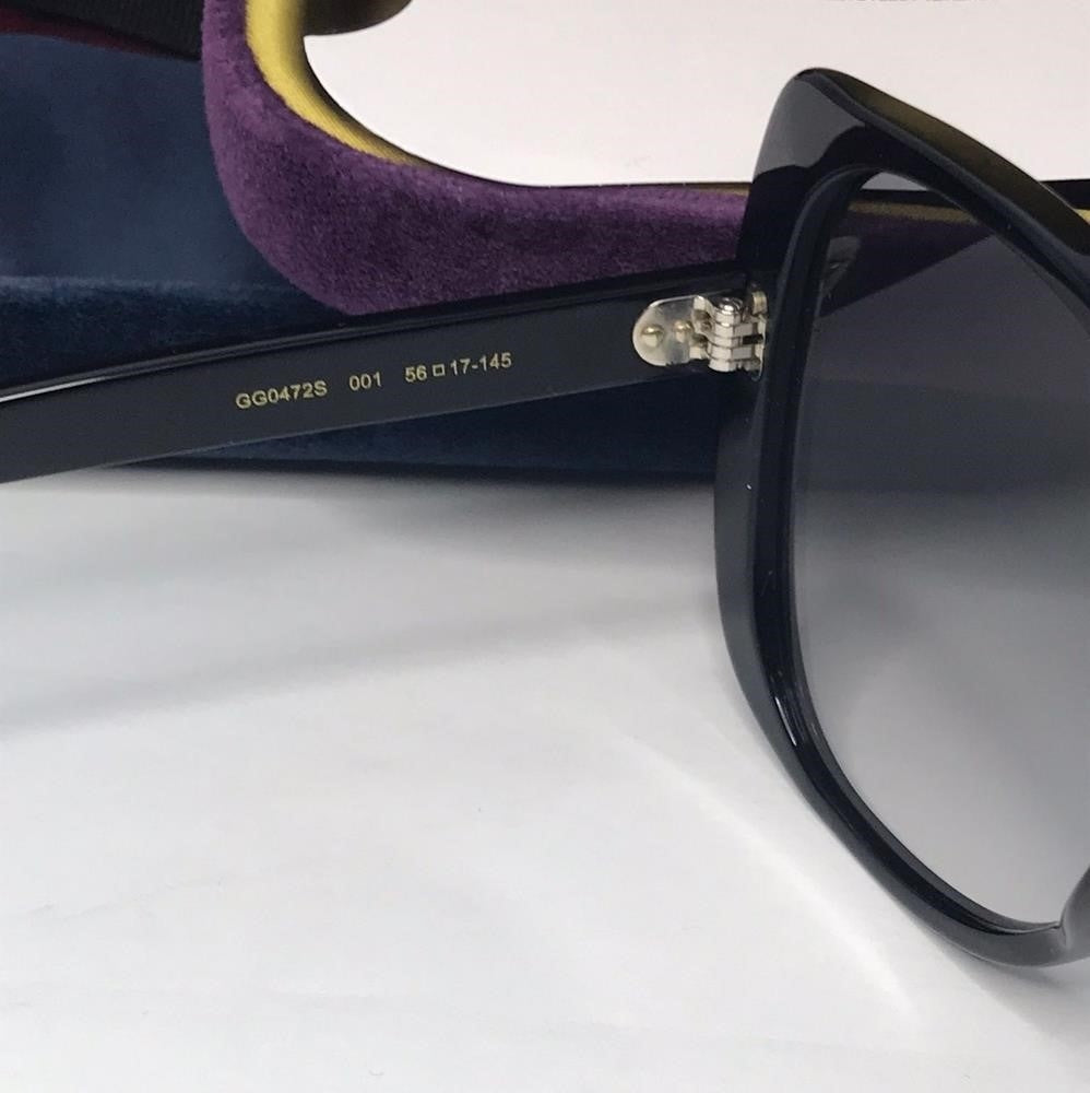 💯 Authentic Gucci Sunglasses GG0472S 001 Black Light Gray Gradient