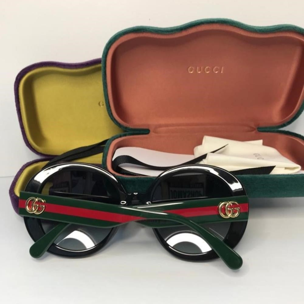 💯 Original Gucci Web Sunglasses GG0712S 001 Black-Green-Red/Grey Gradient Lens