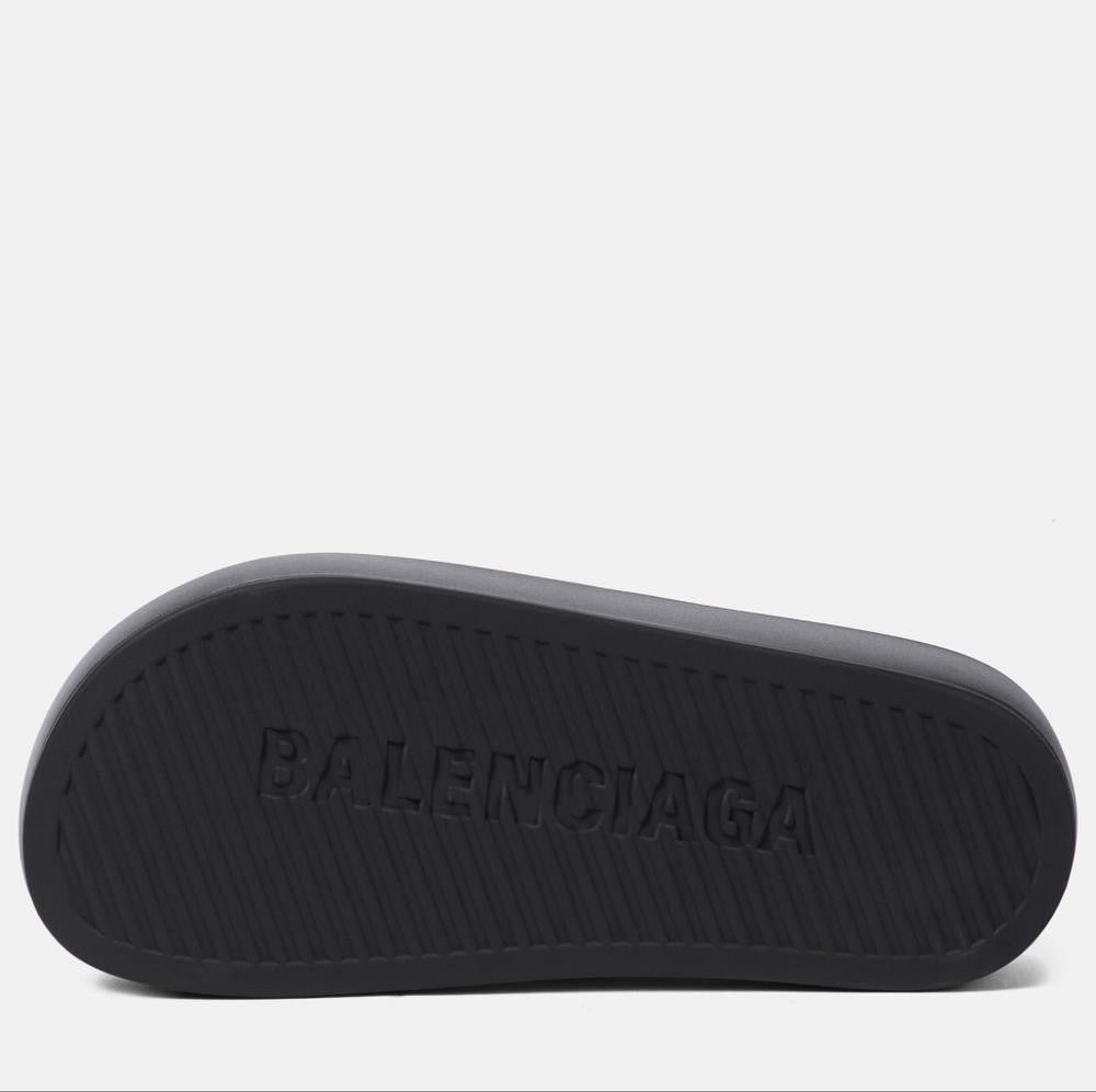 💯 New Original BALENCIAGA Logo rubber platform slides