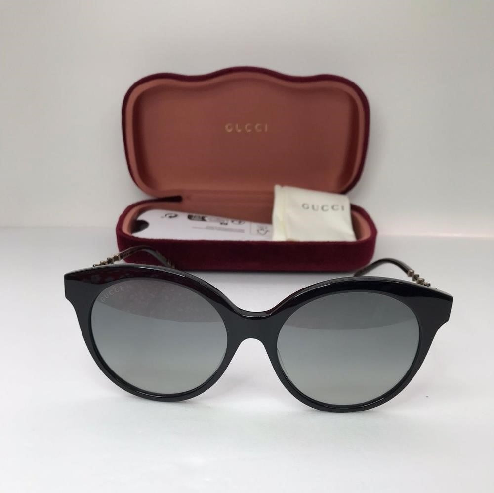 New  - 💯 Original  GG0653SZ 001 Gucci Round Acetate Bamboo Effect Arms Sunglass