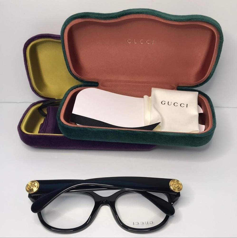 New 💯 Authentic GUCCI GG1411O EYEGLASSES004 Black/Gold