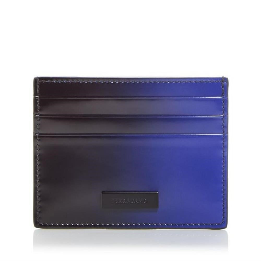 New Original Ferragamo’s Men's Maori Ombré Leather Bifold Wallet Card Case