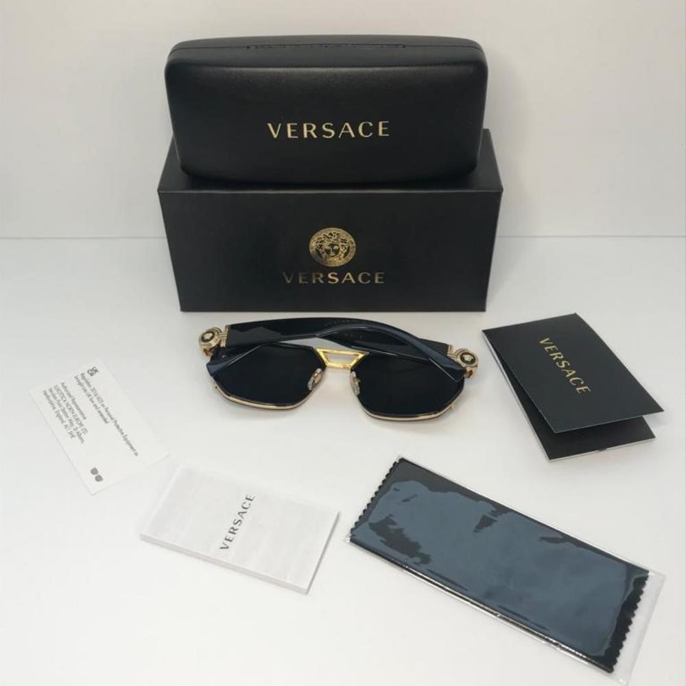 💯 Original VERSACE VE2228 100287 Dark Gray Irregular Men's Sunglasses