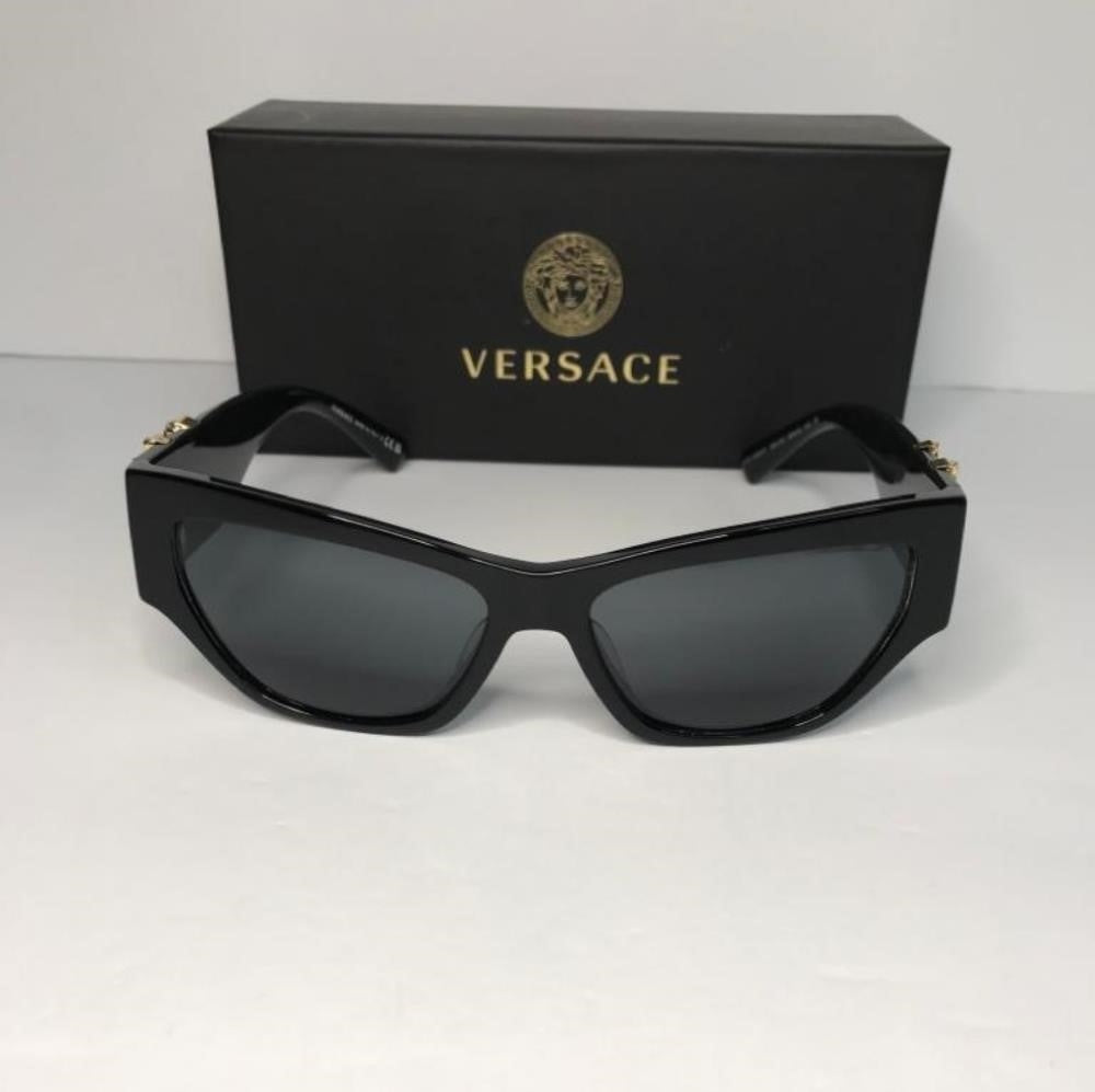 New- Versace VE4383 GB1/81 Sunglasses Women's Black/Grey Polarized Lens Cat E…