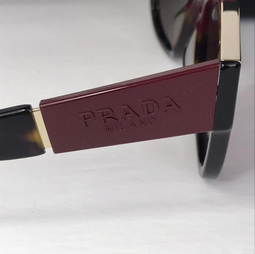 💯 - Authentic New Prada PR 02WS Women's Pillow Sunglasses, Cherry/Dark Havana