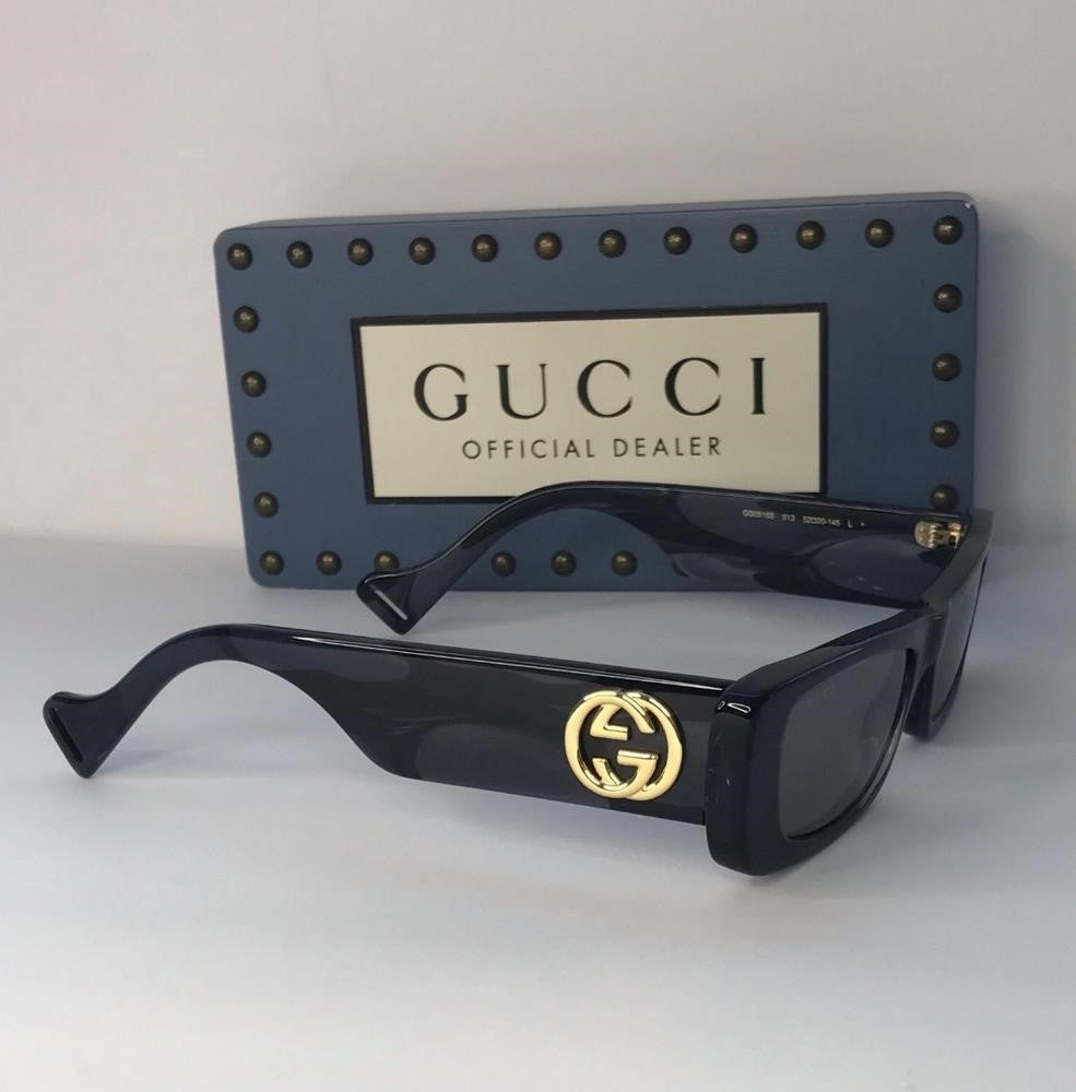 New Original Gucci Silver Rectangular Ladies Sunglasses GG0516S 013 52