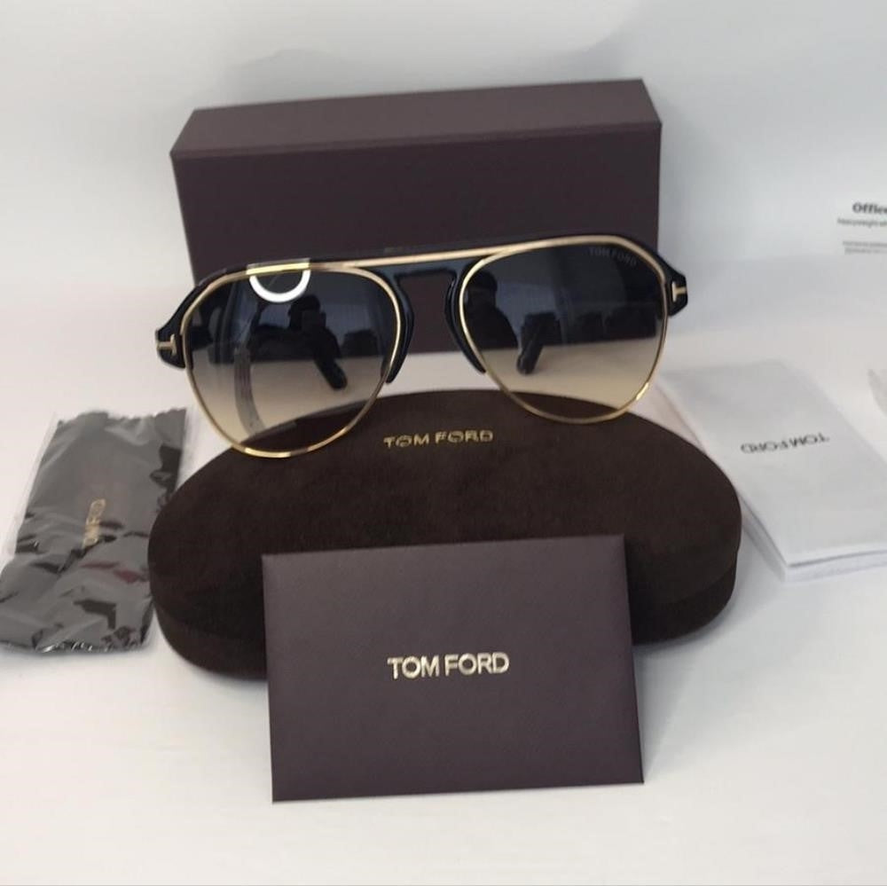 Tom Ford MARSHALL FT 0929 Shiny Black/Grey Brown Shaded 58/16/145 unisex Sunglas